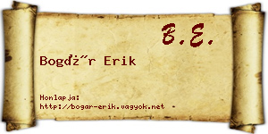 Bogár Erik névjegykártya